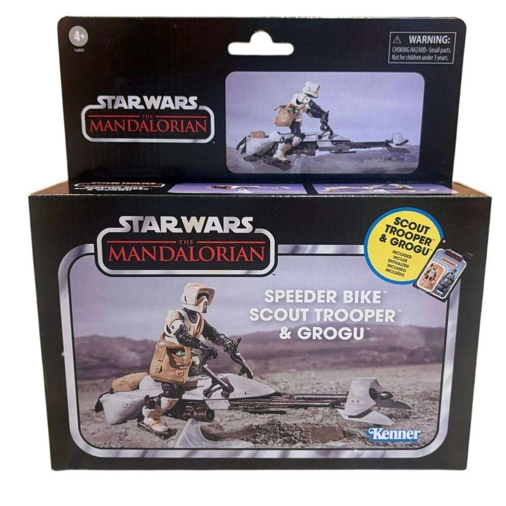 Star Wars The Vintage Collection Speeder Bike, Scout Trooper & Grogu Mandalorian